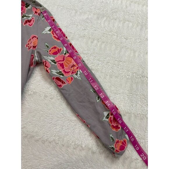 Matilda Jane Marzipan Gray Rose Dress Small Pink Floral A-Line 3/4 Sleeve Ruffle - Picture 5 of 7